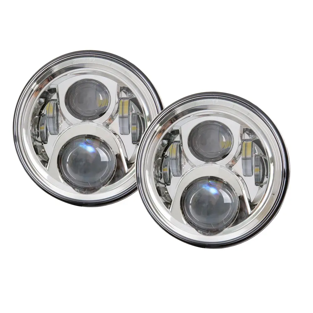 50w silver 2 упаковки " светодиодный Halo Фары с H4 для Land Rover Defender 7 дюймов фары с янтарным поворотом для Лада Нива 4x4 - Цвет: 50w silver
