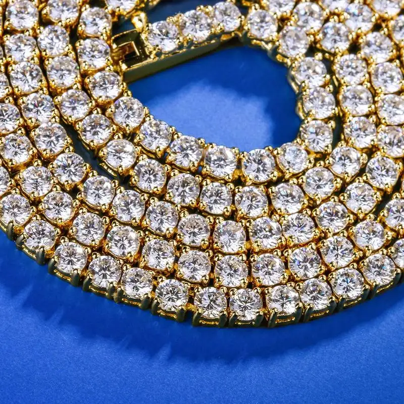Iced Out Tennis Chain 3mm Gold Necklace Luxury Brand Ice Link New Micro-inlaid Zircon Hip Hop Jewelry for Men and Women | Украшения и