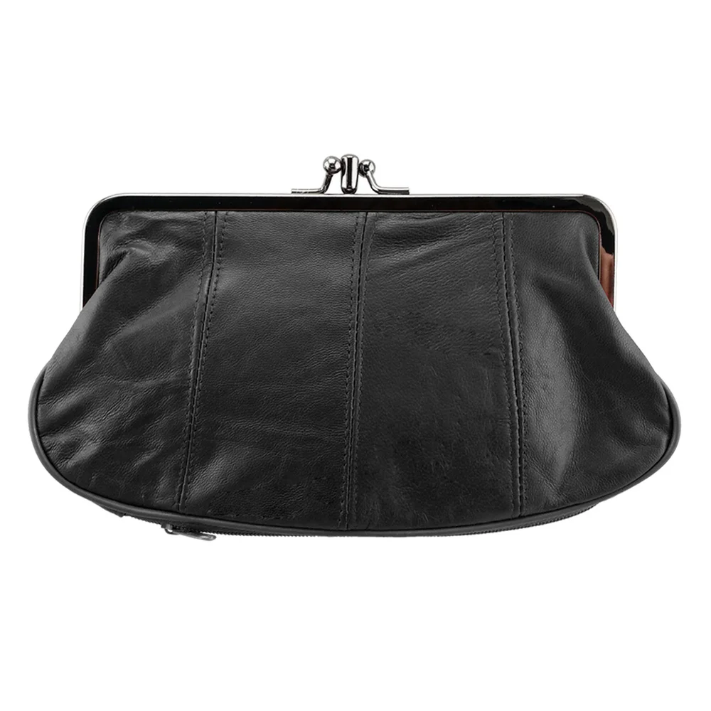 black32-16 NICOLE& CO, кошелек для монет из натуральной кожи, Женский кошелек из овечьей кожи, кошелек с металлическим замком, держатель для карт, кошелек на молнии, маленькая сумка - Цвет: black32-16