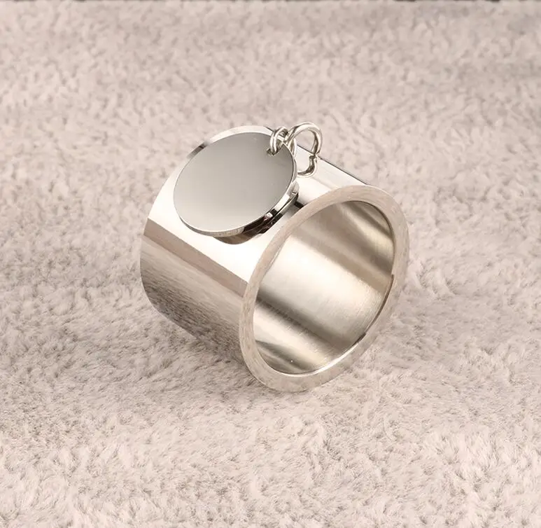 silver color Модные кольца брендовые круглые бирки женские обручальные кольца широкий палец кольцо розовое золото цвет кольца из нержавеющей стали Роскошные ювелирные изделия - Цвет основного камня: silver color
