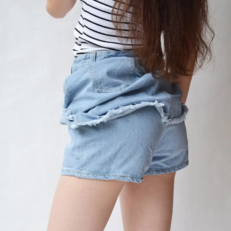 Женские джинсовые шорты повседневные в Корейском стиле с опорожненным поясом из