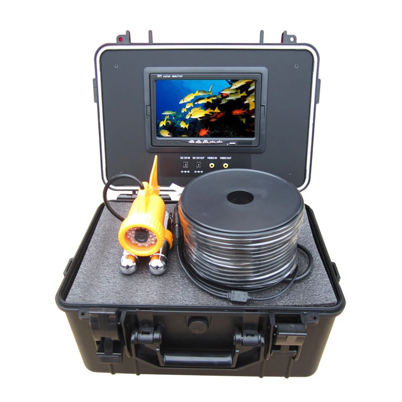 

600TVL Underwater Camera for Fishing Fish Finder 7" TFT LCD Monitor 20M Cable 24pcs White LED With Two Stick