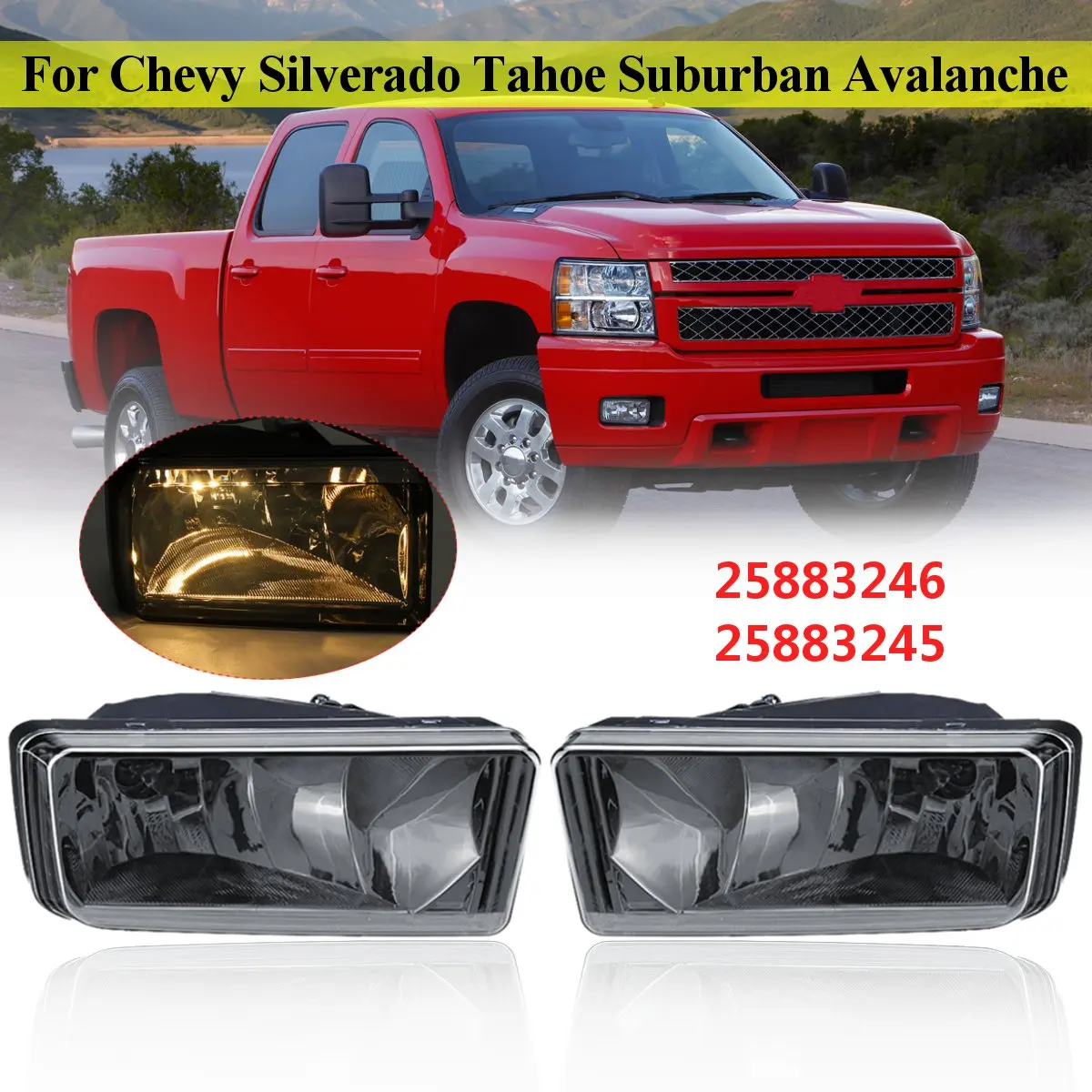Пара для 2007-2013 Chevy Silverado Tahoe бампер передний левый правый 12V Противотуманные фары w/880 галогенные Blubs 25883246,25883245