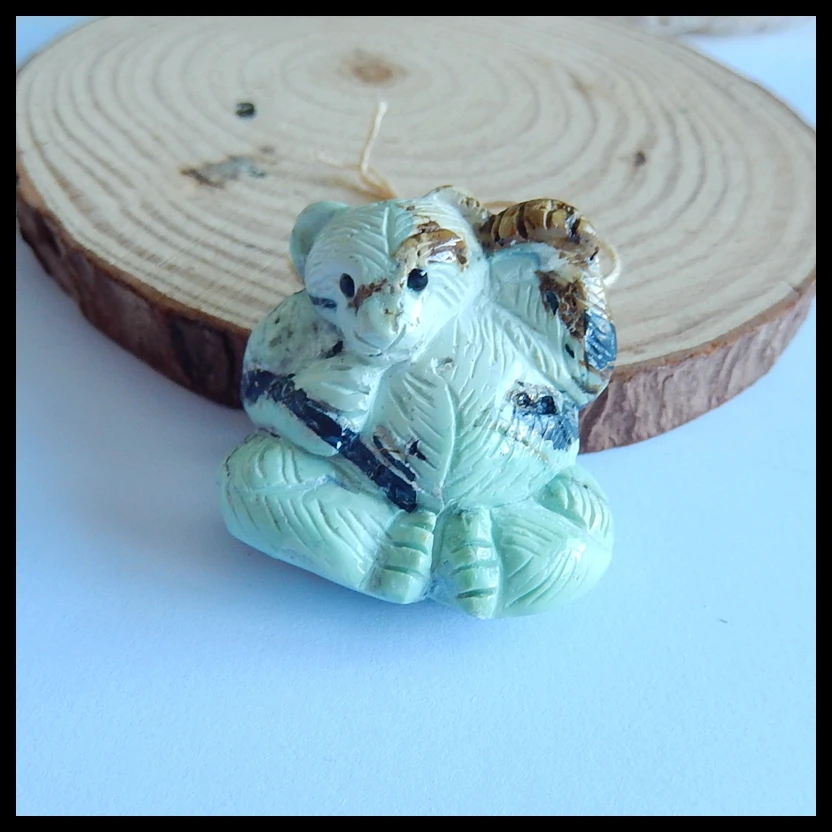 

Semiprecious stone jewelry,wholesale gemstone Carved Bear Larimar Gemstone Pendant,35x33x15mm,20.2g