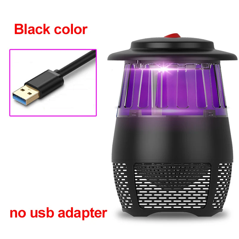 black no adapter Электрическая лампа от комаров, светодиодная лампа от насекомых, мухобойка, кружка, убийца, Анти Москитная Ловушка, репеллентная лампа, USB, жук, Zapper, мухобойка, светильник - Цвет: black no adapter