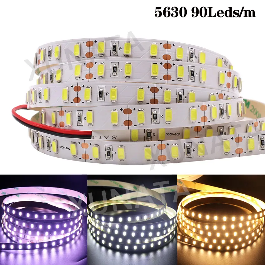 5 м/лот DC12V СВЕТОДИОДНАЯ лента SMD 5630 5050 5054 2835 супер яркая гибкая 60/120 светодиодов/м