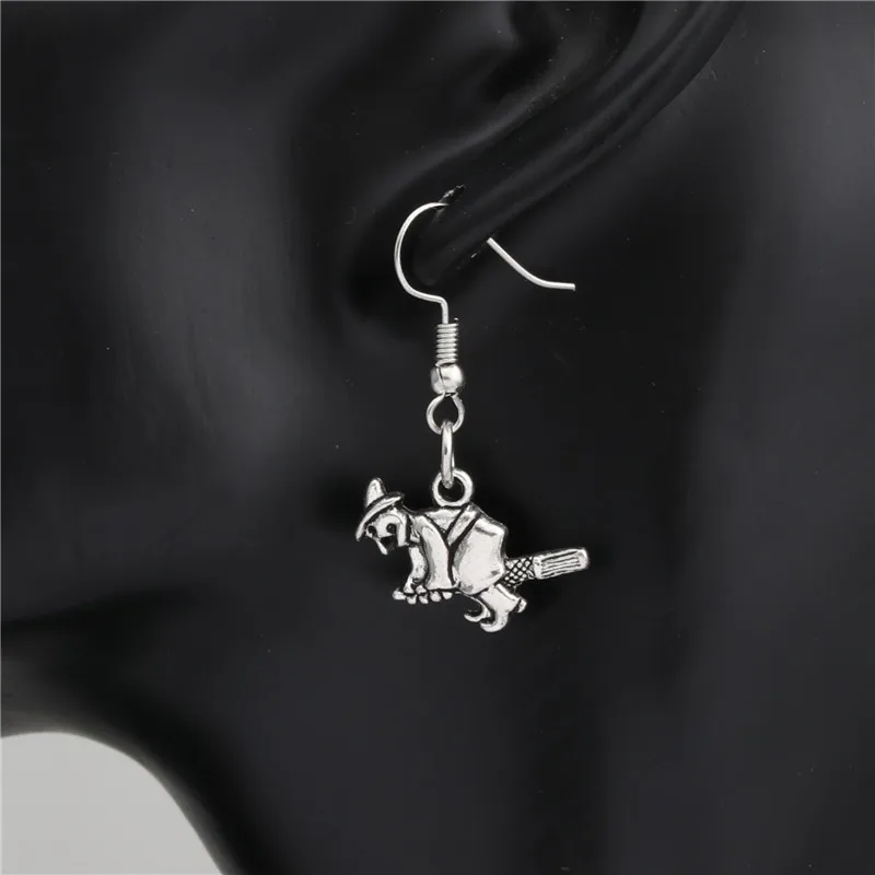 1pair Handmade Witch On Broomstick Halloween Pendants DIY Earrings For Women Party E2136 | Украшения и аксессуары