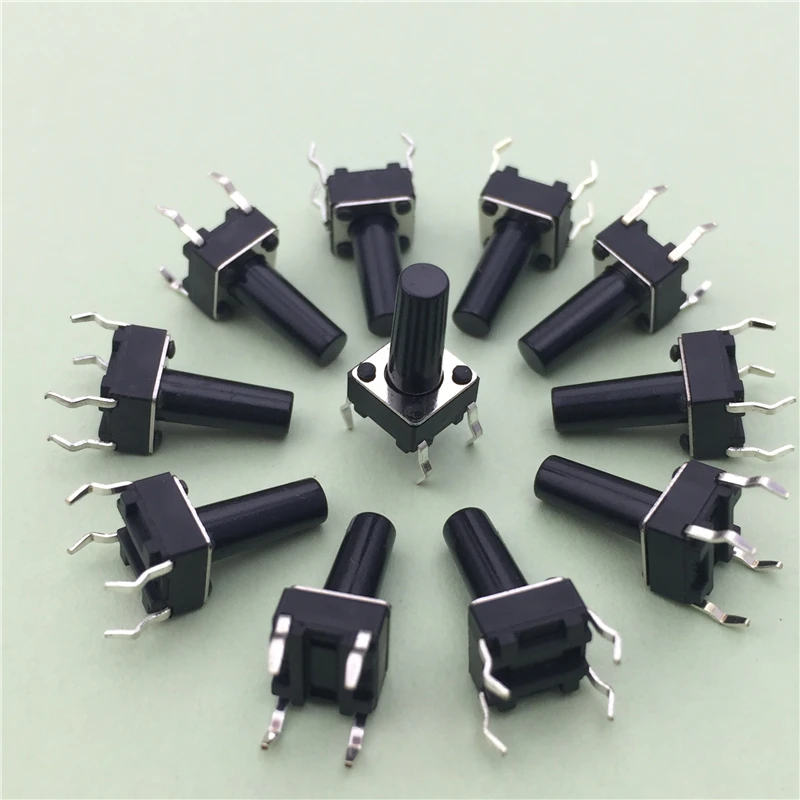 

50 шт./лот 6x6x12 мм 4PIN G95 тактильный тактовый кнопочный микропереключатель прямой самосброс DIP верхняя медь