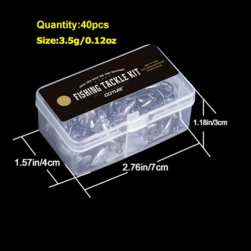 40pcs 3.5g Goture, стакан, стоячий дизайн, свинцовая головка, набор рыболовных крючков, 3,5 г, 5 г, 7 г, 10 г, 14 г, рыболовный крючок для ловли окуня, форели, щуки - Цвет: 40pcs 3.5g