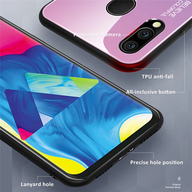 Чехол для Samsung Galaxy A40 A50 градиентный чехол из закаленного стекла A70 A 70 50 S10e