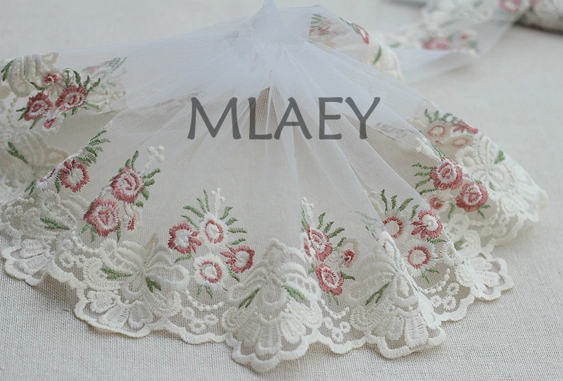 MLAEY 2y/lot Rose Exquisite Embroidered Lace Trim Fabric Quality Ribbon DIY Craft&ampSewing Dress Clothing Accessor | Дом и сад