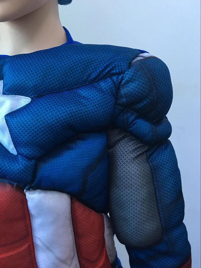 Дети Мстители Капитан Америка костюм с мышцами disfraces Хэллоуин супергерой обувь