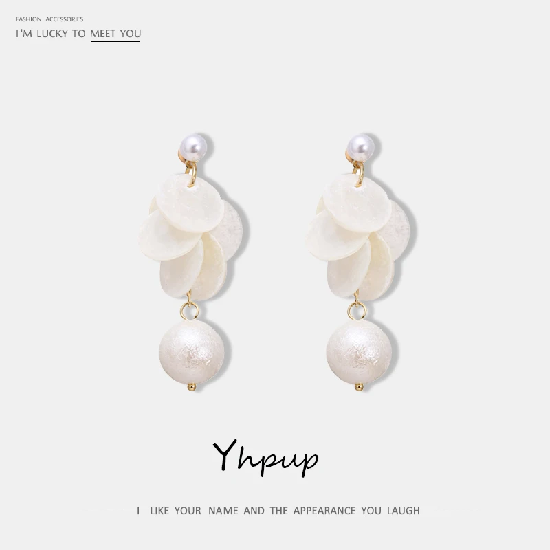 Женские серьги с искусственным жемчугом Yhpup белые серьги-подвески натуральным