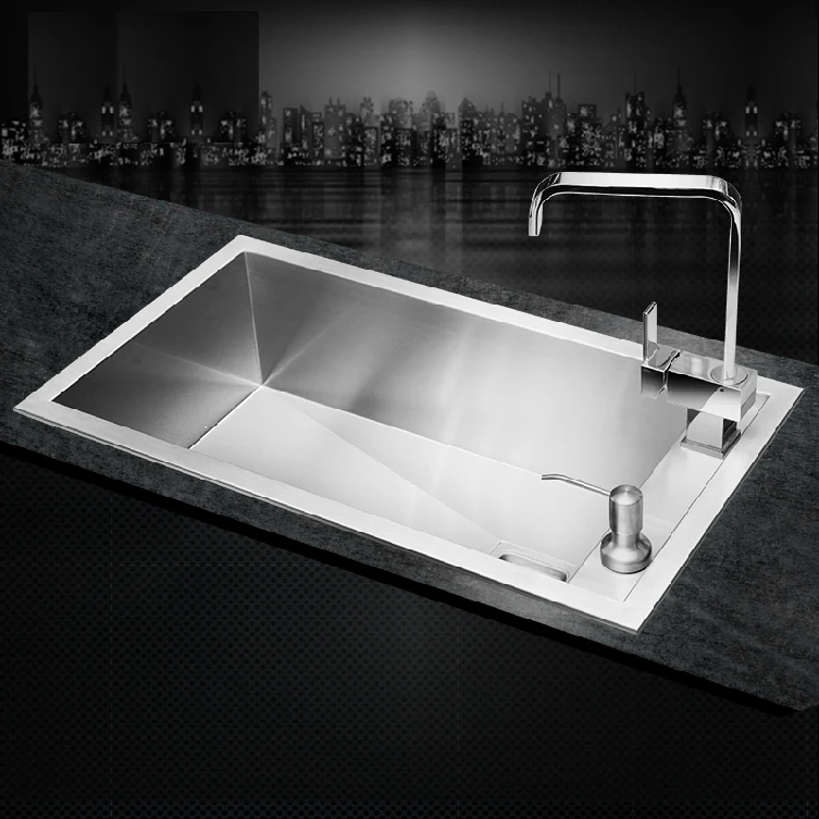 SUS304 кухонная раковина из нержавеющей стали одно отверстие под креплением ручная