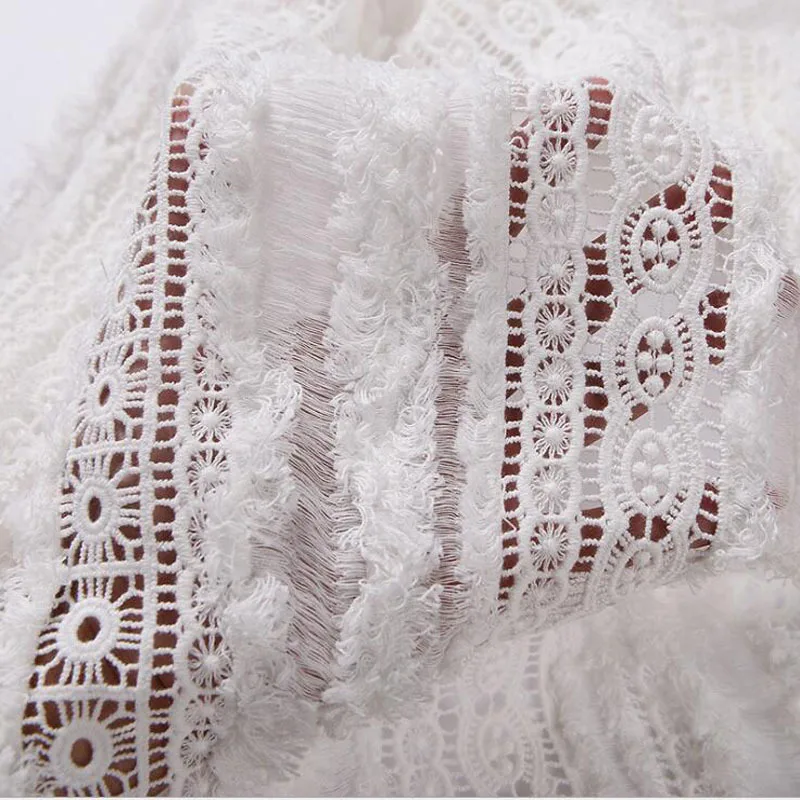 Белая открытая сетчатая кружевная ткань для свадебного платья DIY Tissu au Metre Tecidos