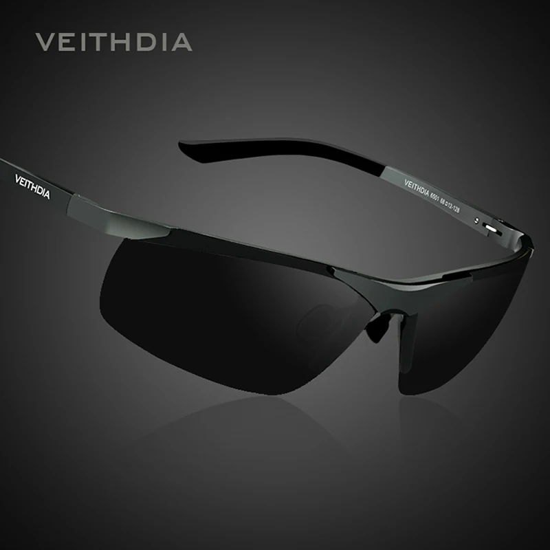 Бренд VEITHDIA, мужские поляризованные солнцезащитные очки без оправы, прямоугольные очки для вождения, зеркальные Спортивные мужские солнцезащитные очки для мужчин 6501