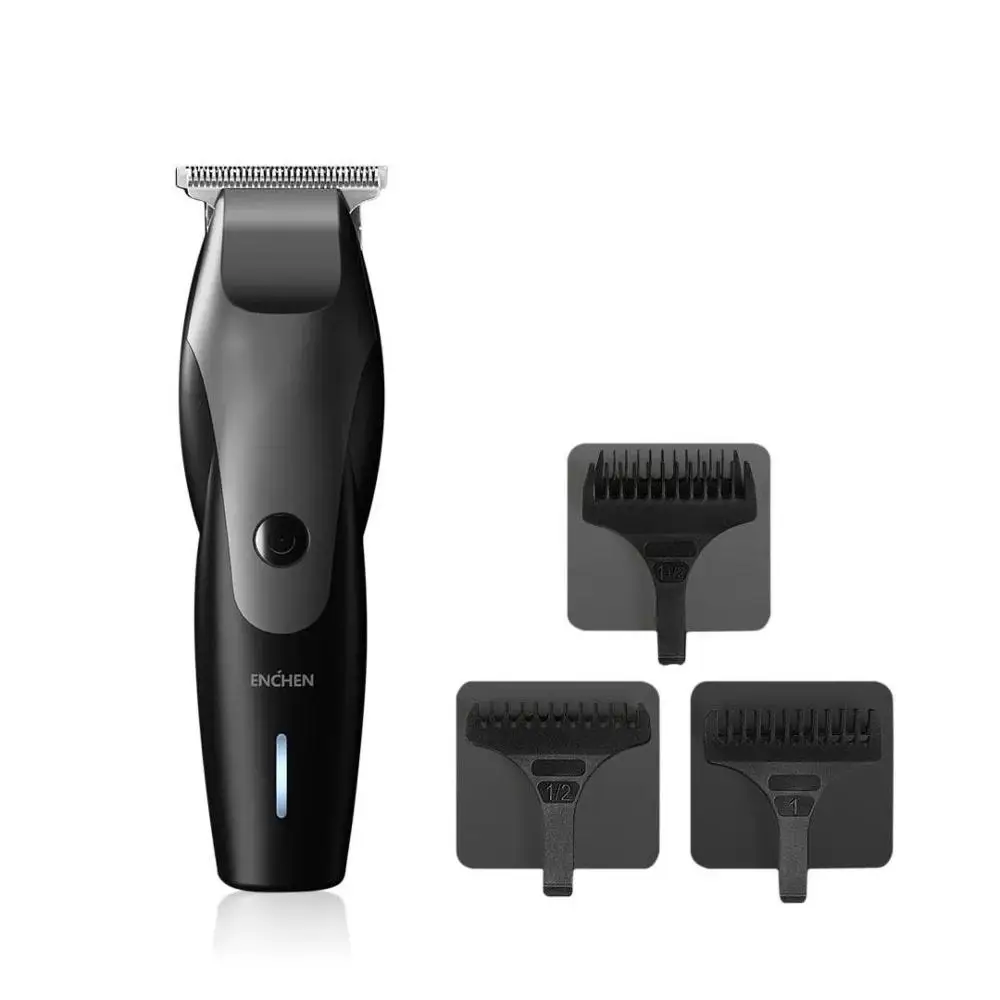 black Новинка XIAOMI ENCHEN Hummingbird электрическая машинка для стрижки волос usb зарядка низкий уровень шума триммер для волос с 3 гребнями для волос черный - Цвет: black