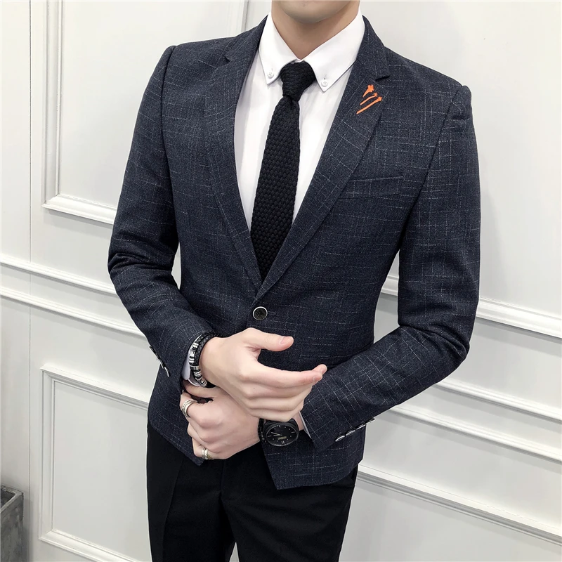 

2019 premium brand Fashion men's autumn slim Leisure suits/Male High quality pure cotton business Blazres/Man Casual jacket 5XL