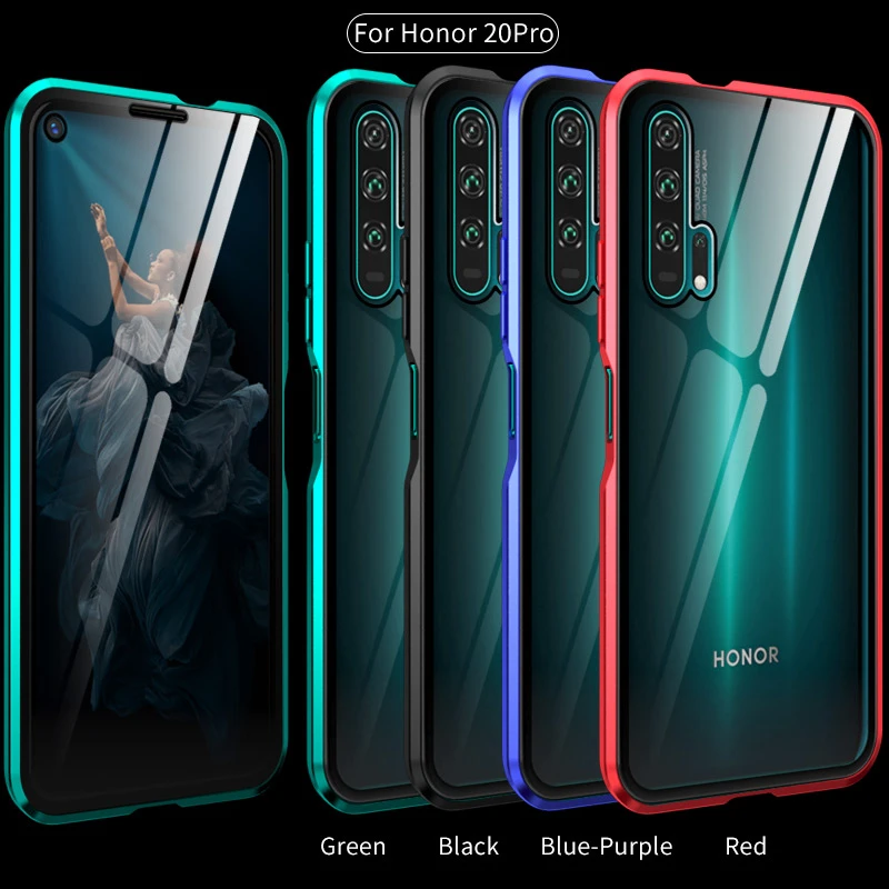 Двухсторонний чехол из закаленного стекла 360 для Huawei Honor 20 Pro магнитный