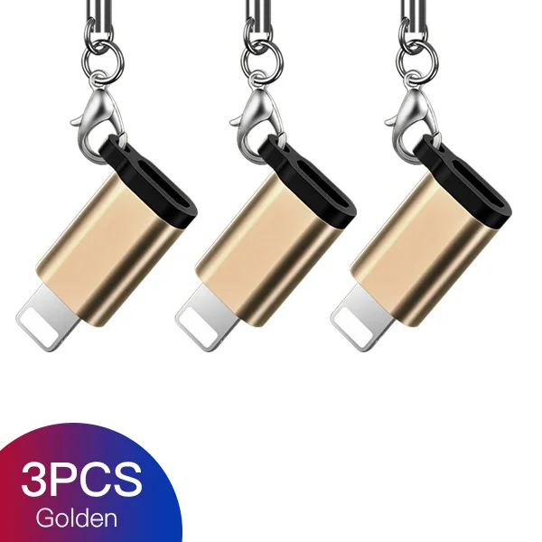 3PC Gold ACCEZZ 4 шт. адаптер освещения для Micro USB кабель для iPhone iPad X XS MAX XR 7 8 6S 5 конвертер зарядки синхронизации данных OTG разъем - Цвет: 3PC Gold