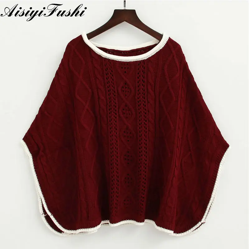 Рукав &quotлетучая мышь&quot Женская Weaters одежда трикотажный джемпер женщин пончо и