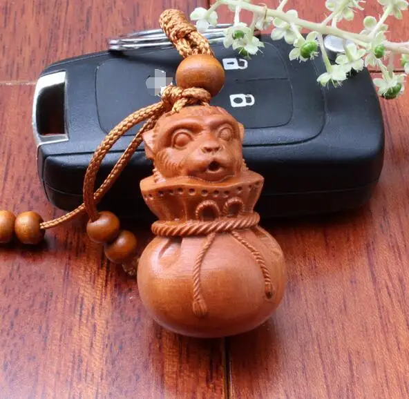 monkey Натуральный персиковый дерево китайский зодиакальный брелок для ключей для женщин и мужчин модные ювелирные изделия ЛОШАДЬ Собака Змея Тигр кролик свинья брелки - Цвет: monkey