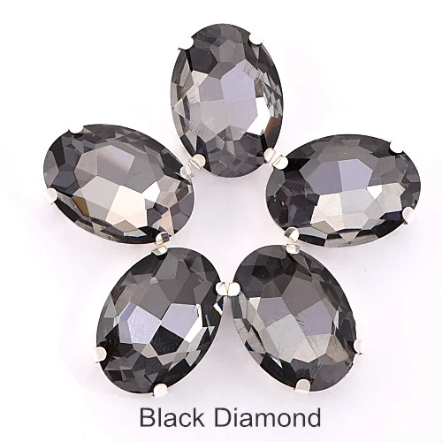 Black Diamond Овальные разноцветные стеклянные стразы кристаллы пришивные стразы с когтями овальные стразы пришивные когти стразы свадебное платье B3176 - Цвет: Black Diamond