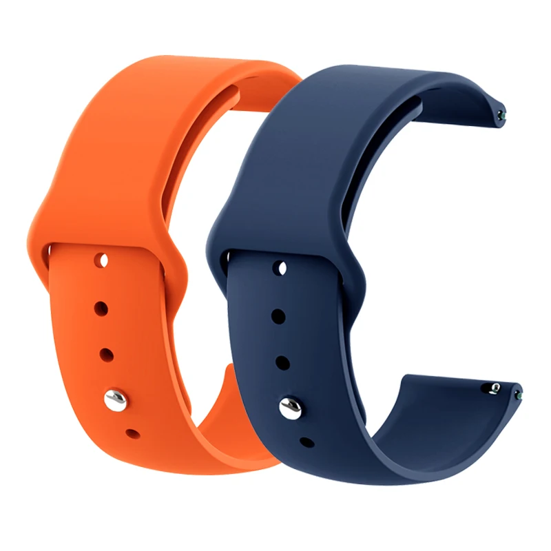 Orange Navy 18 мм 20 мм 22 мм 2 шт силиконовый ремешок для часов gear S2 ремешок для samsung gear S3 Classic Frontier Galaxy Watch Amazfit Bip браслет - Цвет ремешка: Orange Navy