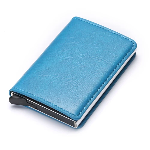 X-12B BLUE ZOVYVOL RFID мини-кошелек для мужчин и женщин блокирующий кредитный держатель для карт Алюминиевый металлический бизнес ID визитница Тонкий чехол для карт - Цвет: X-12B BLUE