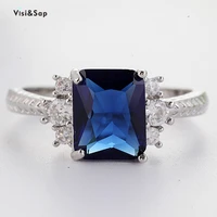 visisap geometric blue rhinestone rings for women s925 silver color dropshipping ring wedding jewelry supplier b2399