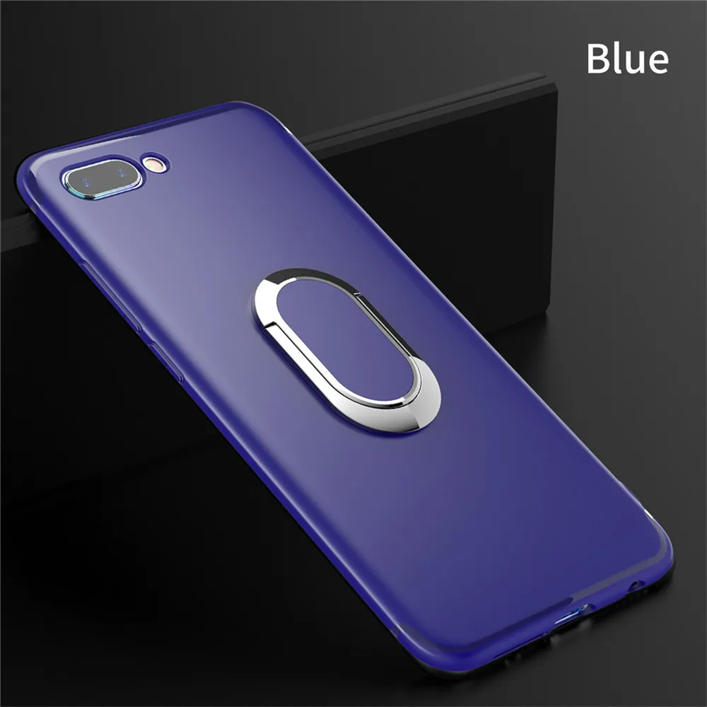 Роскошный силиконовый чехол для Huawei Honor 10, чехол с магнитным металлическим кольцом, подставка, мягкий ТПУ чехол для Huawei Honor 10 - Цвет: Синий