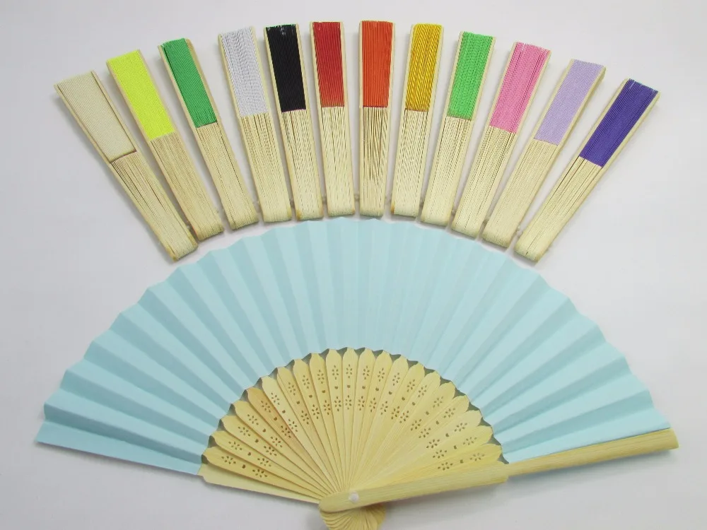 

500pcs Foldable Paper Hand Fan for wedding party promotion 15 colors stocks