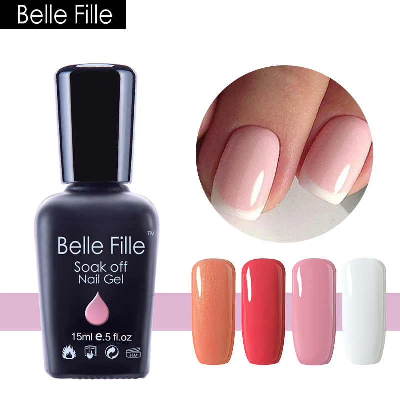 BELLE FILLE 15 мл гель лак для ногтей белый Цвет телесного цвета розовый цвет Лаки