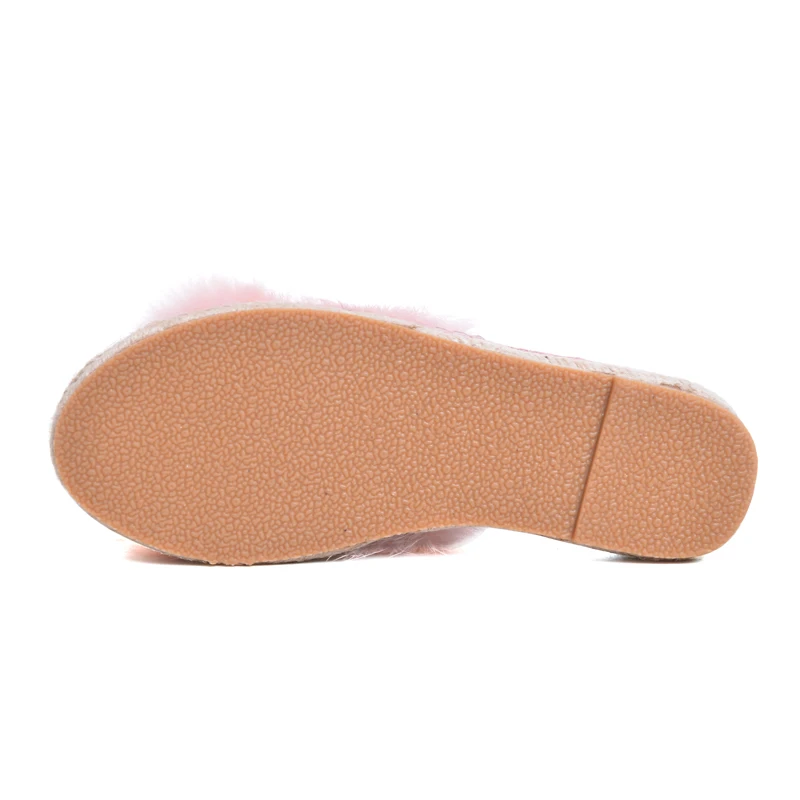 HEE GRAND/милые тапочки с искусственным мехом повседневная обувь на танкетке женская