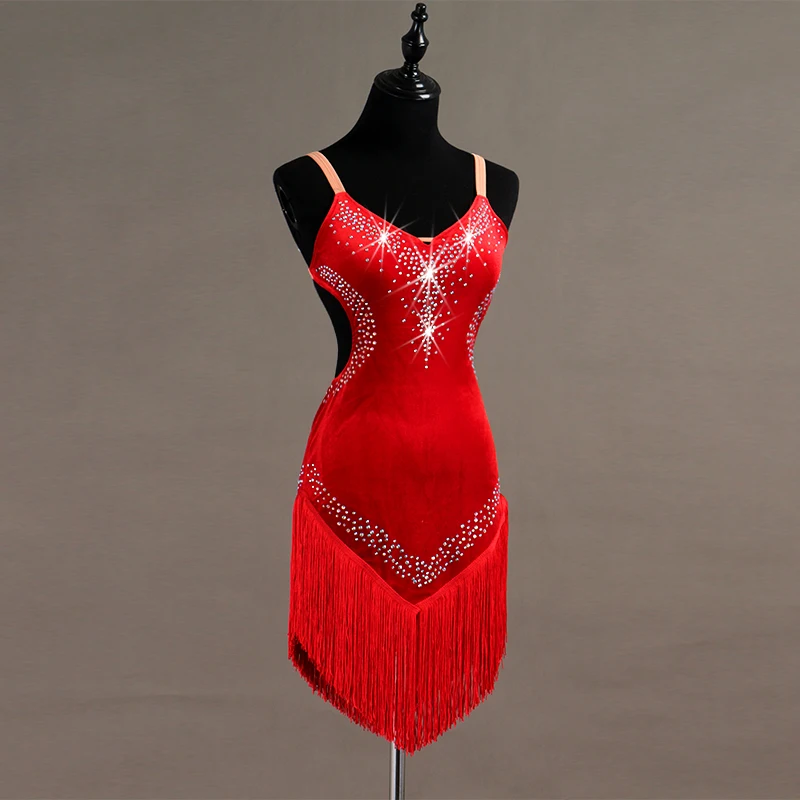 

2017 New style Latin Dance Costume Sexy Senior Spandex Stones Dress Dancing Sleeves LatinDance for Women Latin Dance Dresses