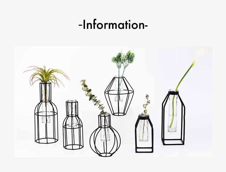 Простая Геометрическая ваза из кованого железа в скандинавском стиле прозрачная