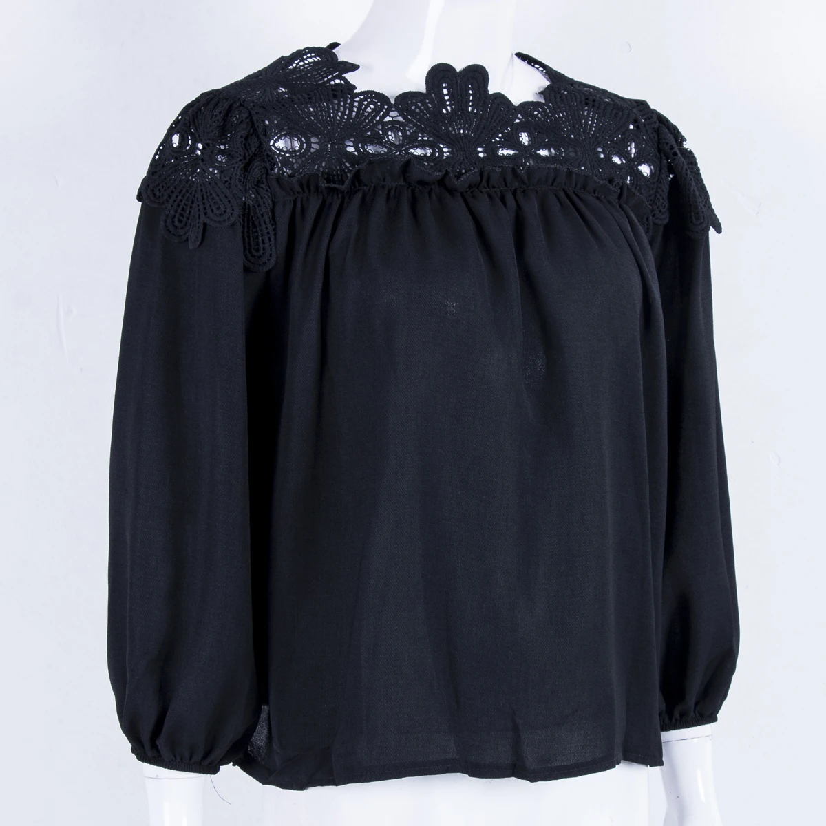 Женская шифоновая блузка с рукавами-фонариками однотонная Свободная