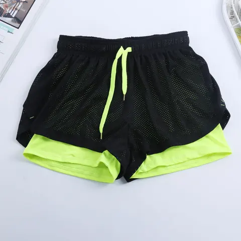 Двухслойные женские шорты для йоги, 10 цветов, летние пляжные узкие шорты, быстросохнущие шорты для бега и фитнеса, P088