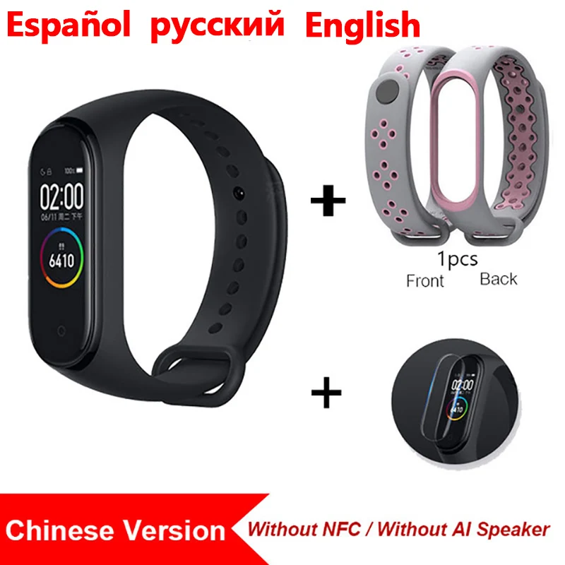 gray-pink strap CN2 Xiaomi Mi Band 4 Смарт-браслет Фитнес-сердечный ритм 135 мАч Цветной экран Bluetooth 5.0 Водонепроницаемый смарт-браслет Смарт-часы - Цвет: gray-pink strap CN2