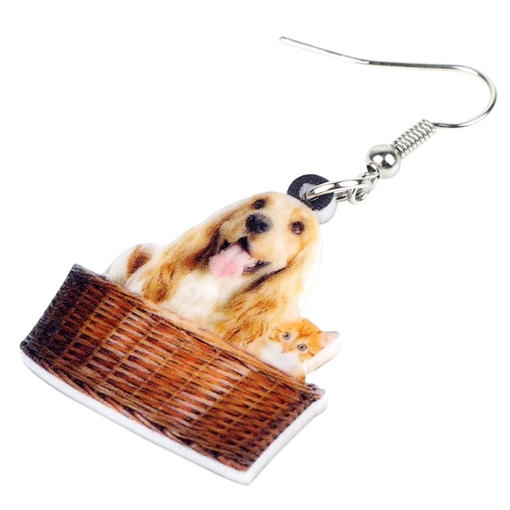 Bonsny акриловая корзинка Happy Golden Retriever для собак и кошек серьги Котенок висячая