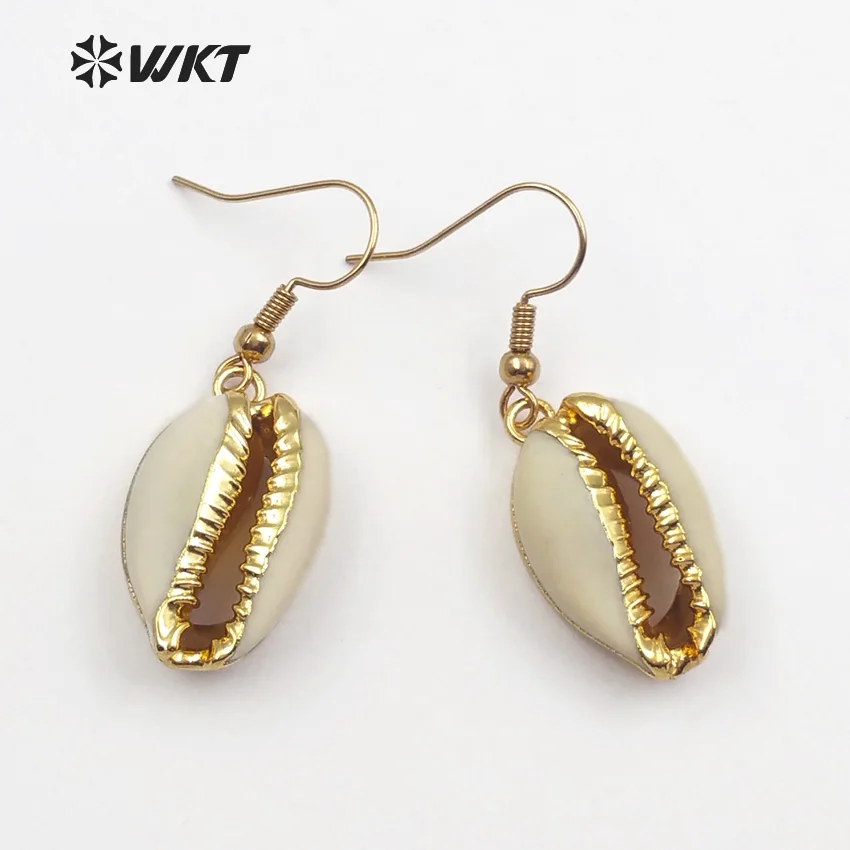 Новые оригинальные дизайнерские серьги WT-E163 shell с золотом DIP white оптом для женщин