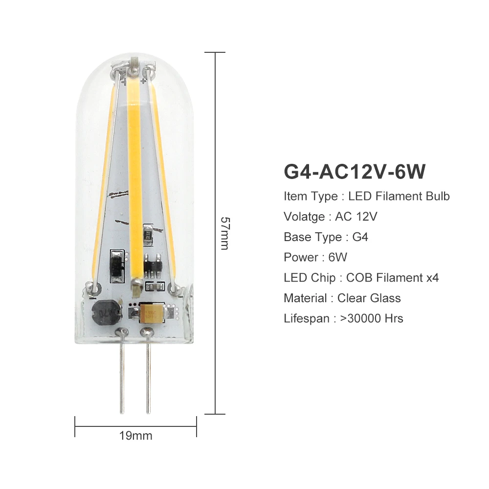 6w ANBLUB G4, 3 Вт, 6 Вт, светодиодный светильник из стекловолокна, AC DC, 12 В, точечный светильник, Bombillas, лампа без мерцания для дома, люстра, светильник, Lamparas - Испускаемый цвет: 6w