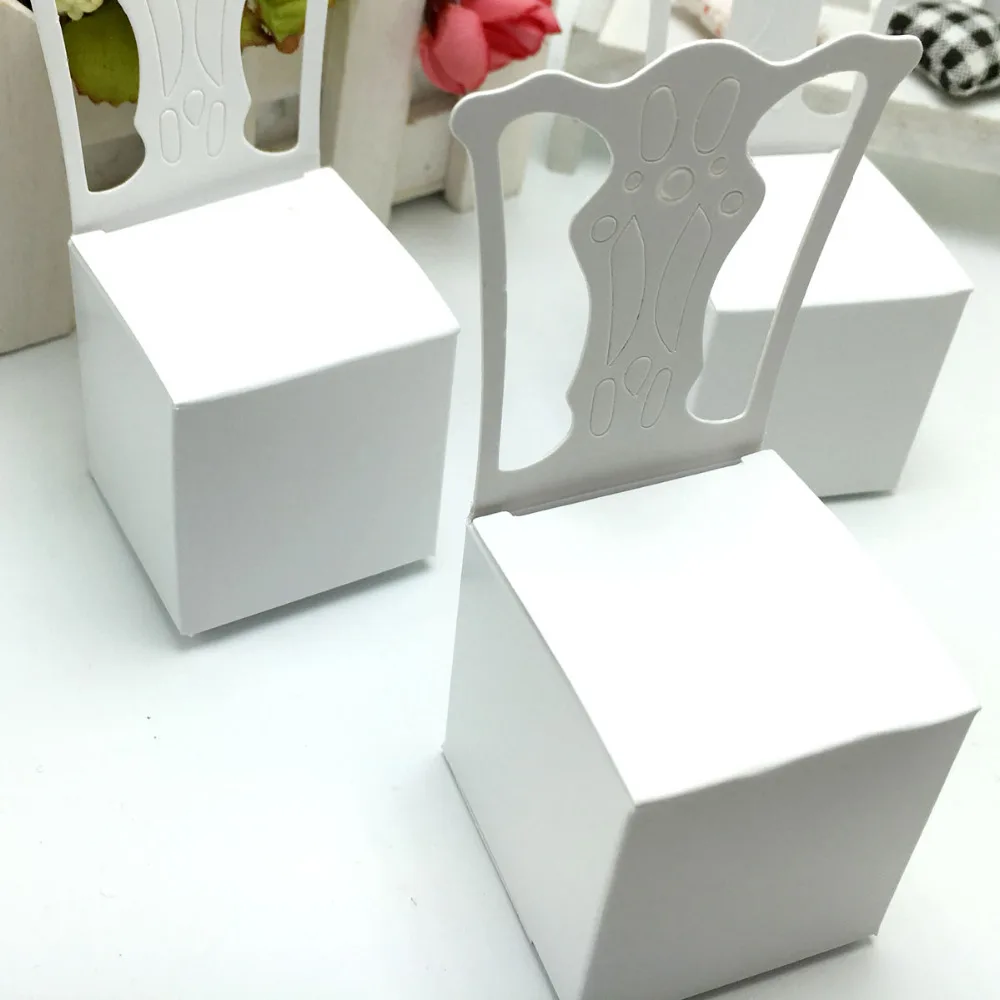 OurDecor 50 штук стул Форма место держатель для карт свадебный подарок коробка конфет