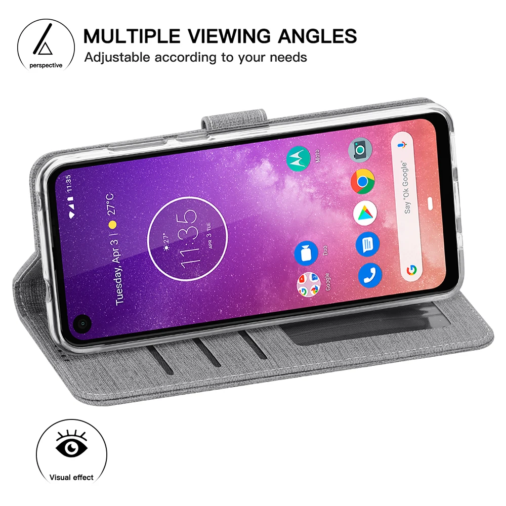 Винтажный кожаный флип-чехол для Motorola Moto One Vision кошелек с кармашком магнитный штатив Обложка для книги для Motorola Moto One Vision