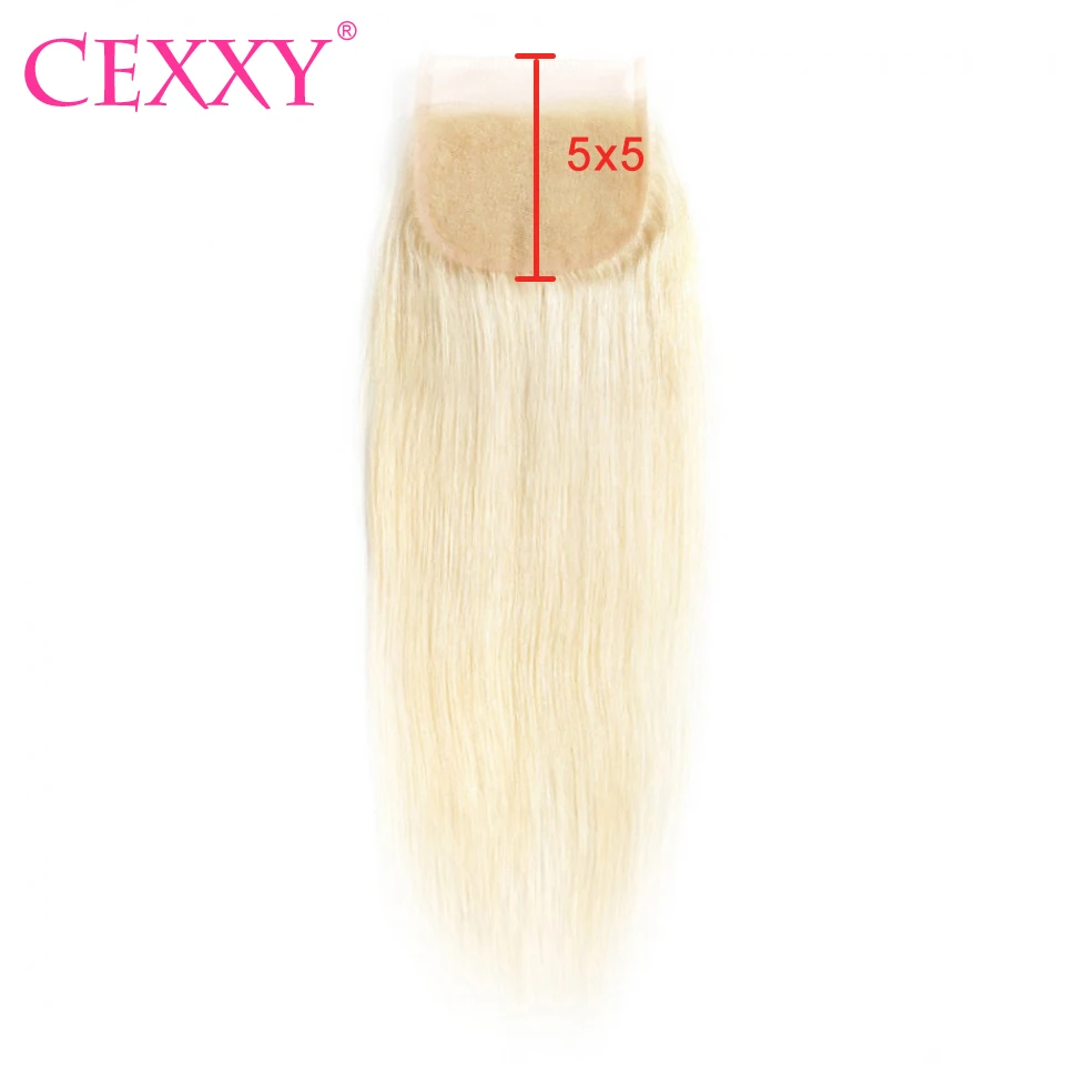 Cexxy 5x5 закрытие шнурка перуанские прямые #613 блонд человеческие волосы