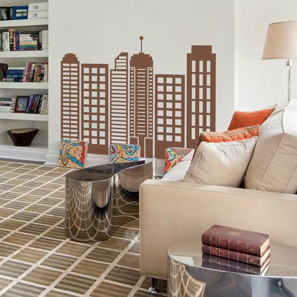 Город Силуэт Стикер Простых Геометрических Виниловые Росписи Искусства Декора