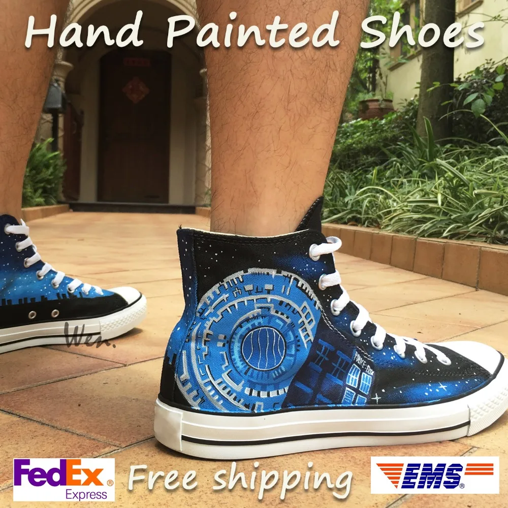 

Wen Hand Painted Canvas Shoes Design Custom Pandorica Tardis Doctor Who High Top Canvas Sneakers for Men Women's Gifts