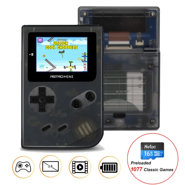 Мини 32 бит портативный игровой плеер с 16GB TF карта встроенные 1077 классических игр