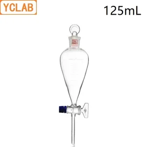 YCLAB 125 мл разделительная Воронка Форма груши с градацией земли в стеклянной пробке и стопкок лабораторное химическое оборудование