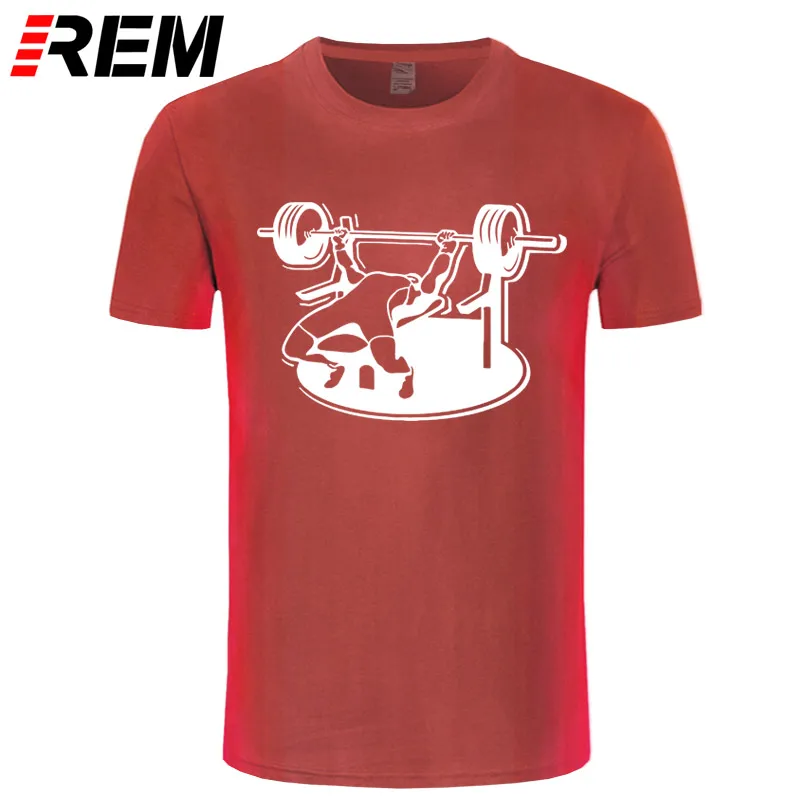REM новые Брендовые мужские футболки летние хлопковые футболки с коротким рукавом Бодибилдинг скамья пресс штанга футболка размера плюс